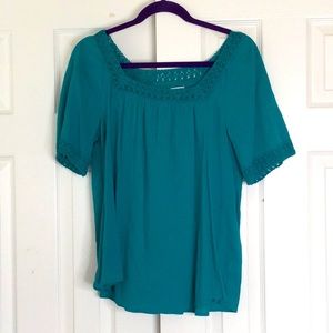 Ladies top Sonoma Large green short sleeves shirt